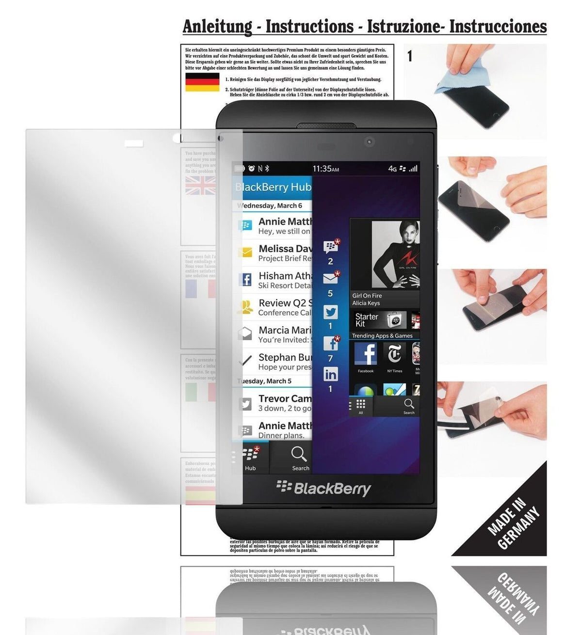 6x Schutzfolie klar für Z10 Blackberry Display-Sch (1)