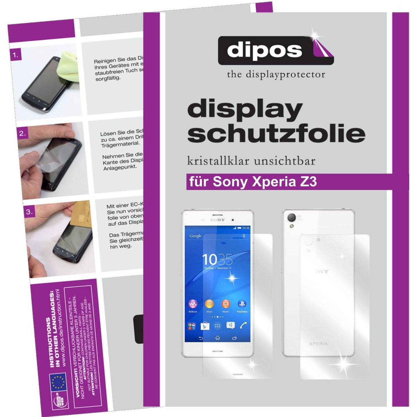 4x Schutzfolie klar für Xperia Z3 Sony Display-Sch (1)