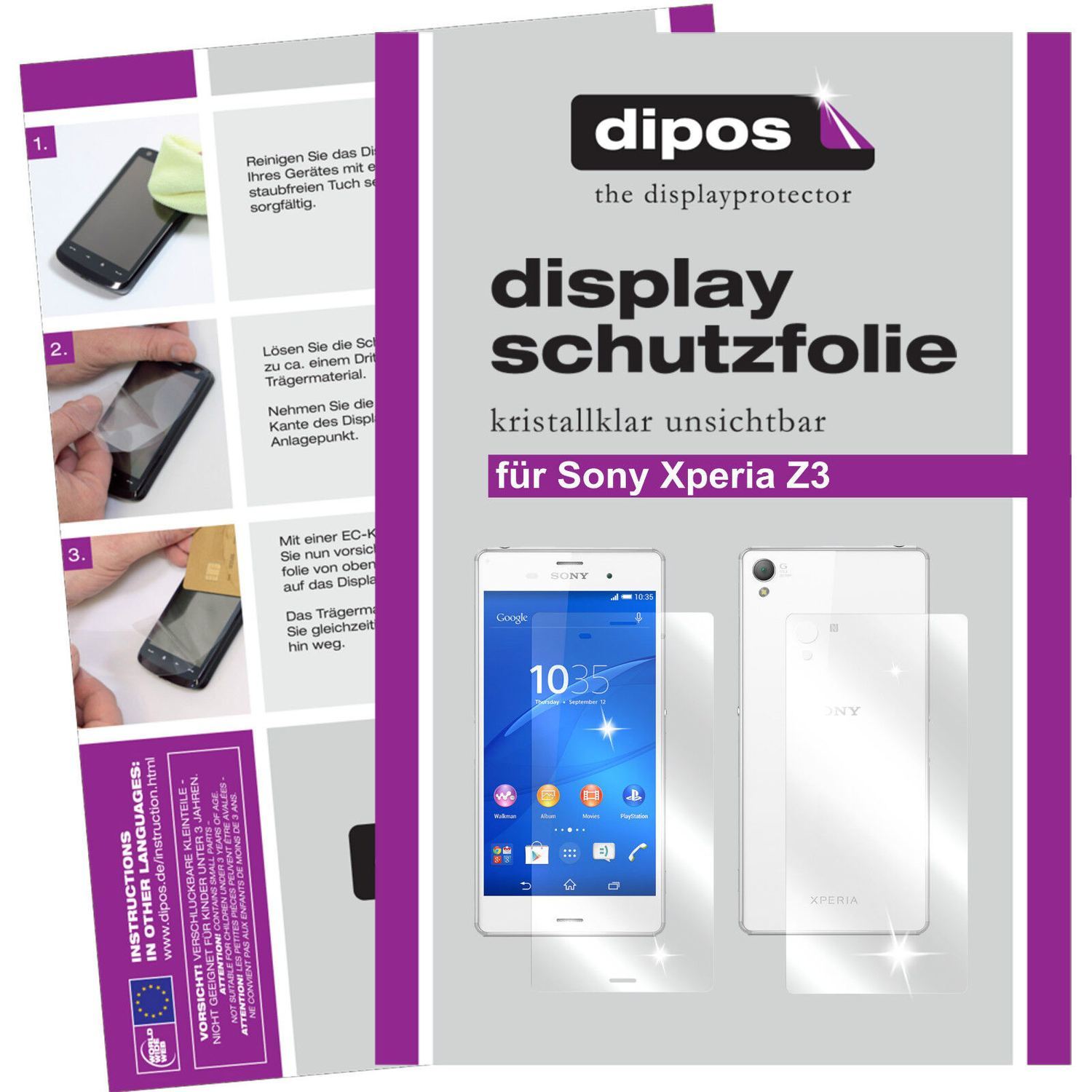 4x Schutzfolie klar für Xperia Z3 Sony Display-Sch (1)
