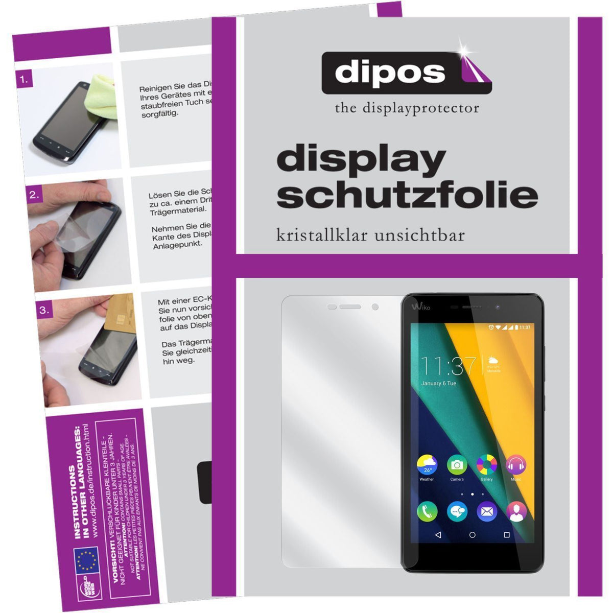 2x Schutzfolie klar für Pulp FAB Wiko Display-Schu (1)