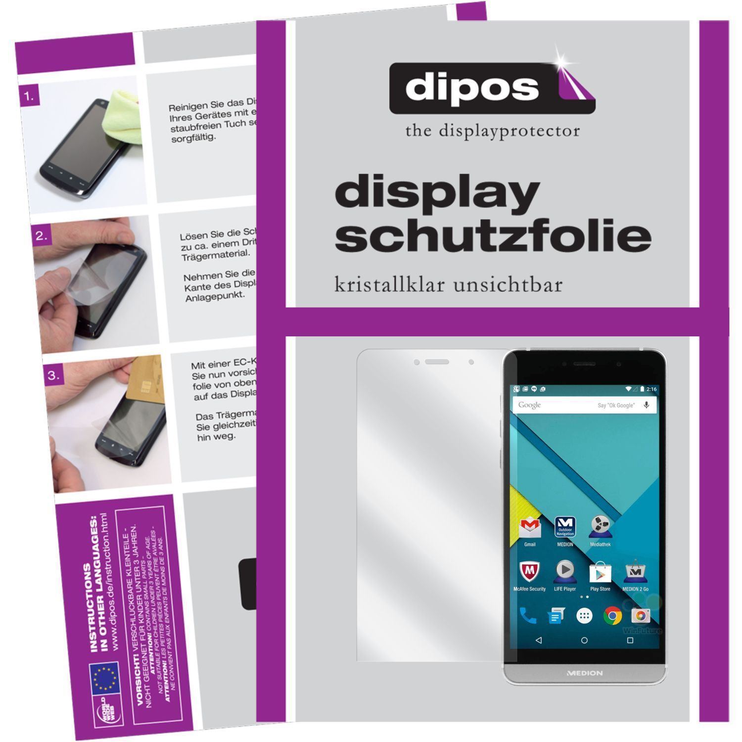 6x Schutzfolie klar für Life X5004 Medion Display- (1)