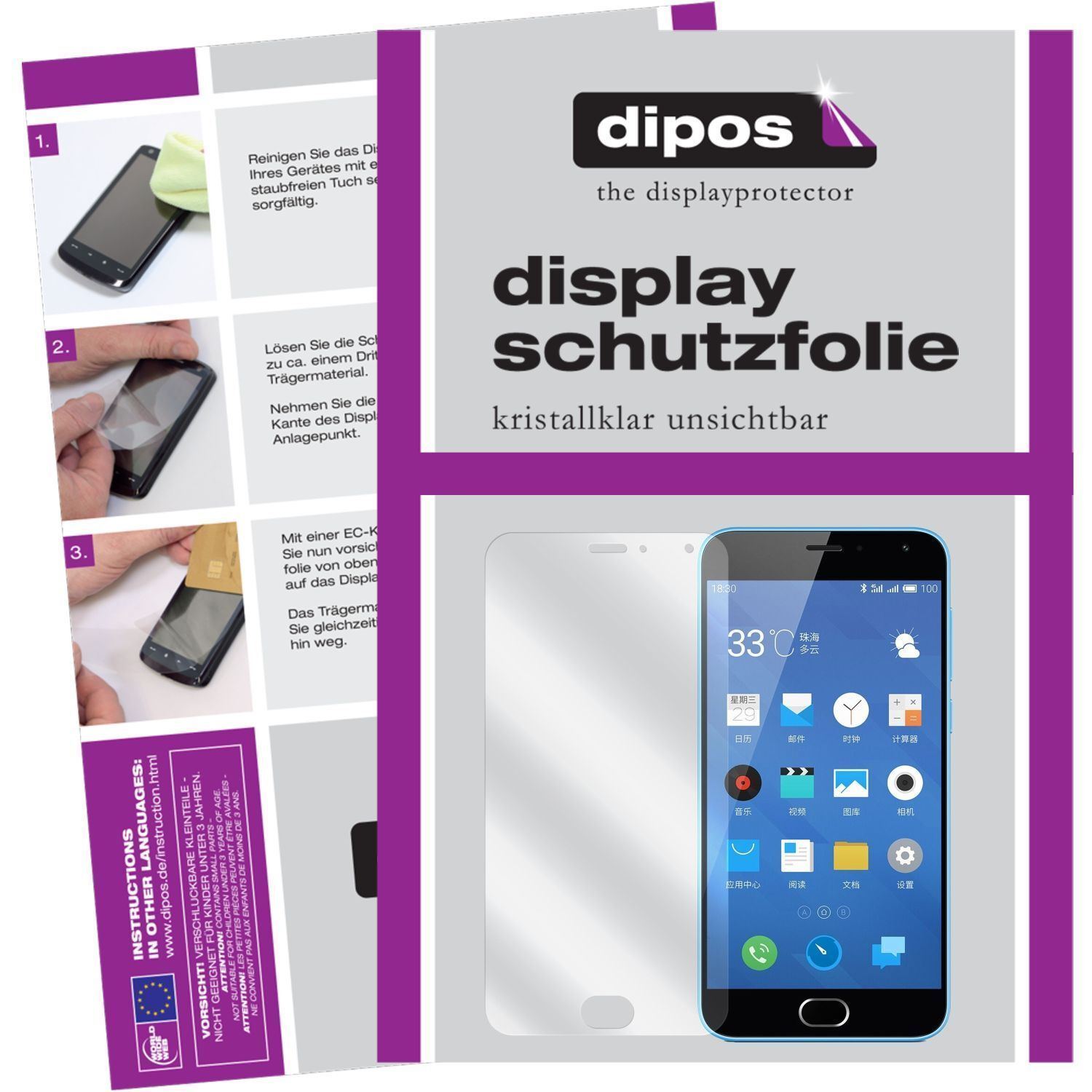 6x Schutzfolie klar für M2 Note Meizu Display-Schu (1)