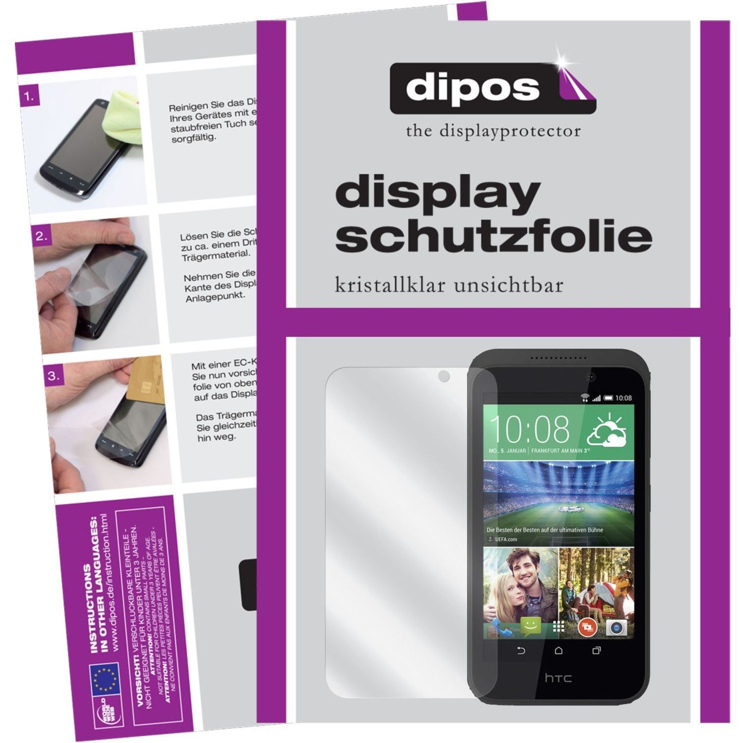 2x Schutzfolie klar für Desire 526G HTC Display-Sc (1)