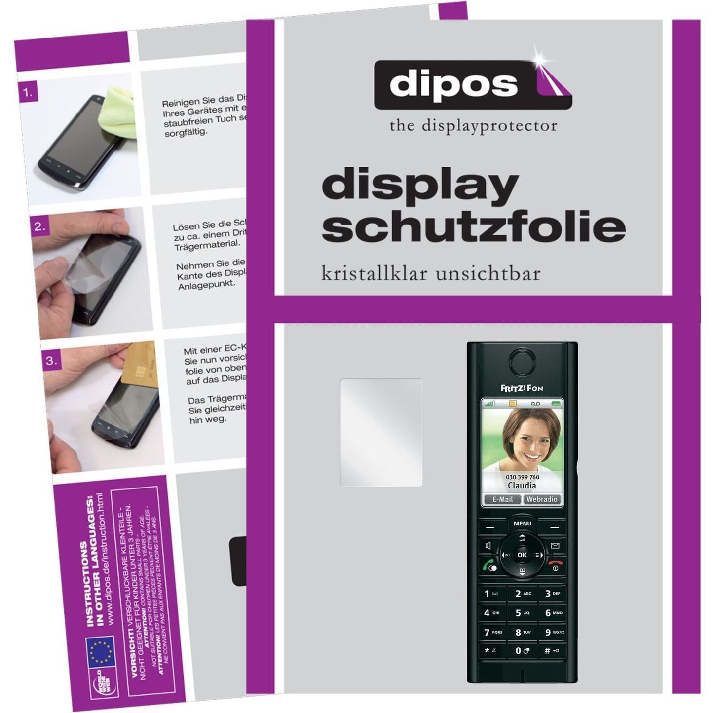 2x Schutzfolie klar für Fritz!Fon MT-F AVM Display (1)