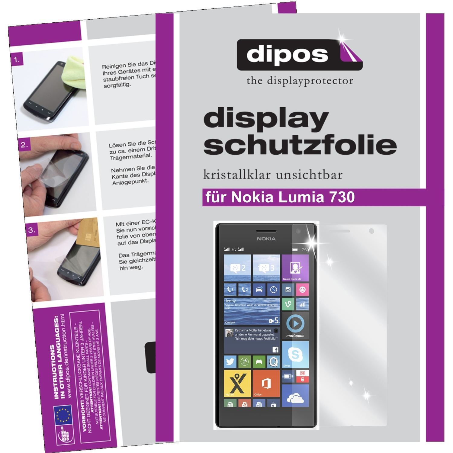 2x Schutzfolie klar für Lumia 730 / 735 Nokia Disp (1)