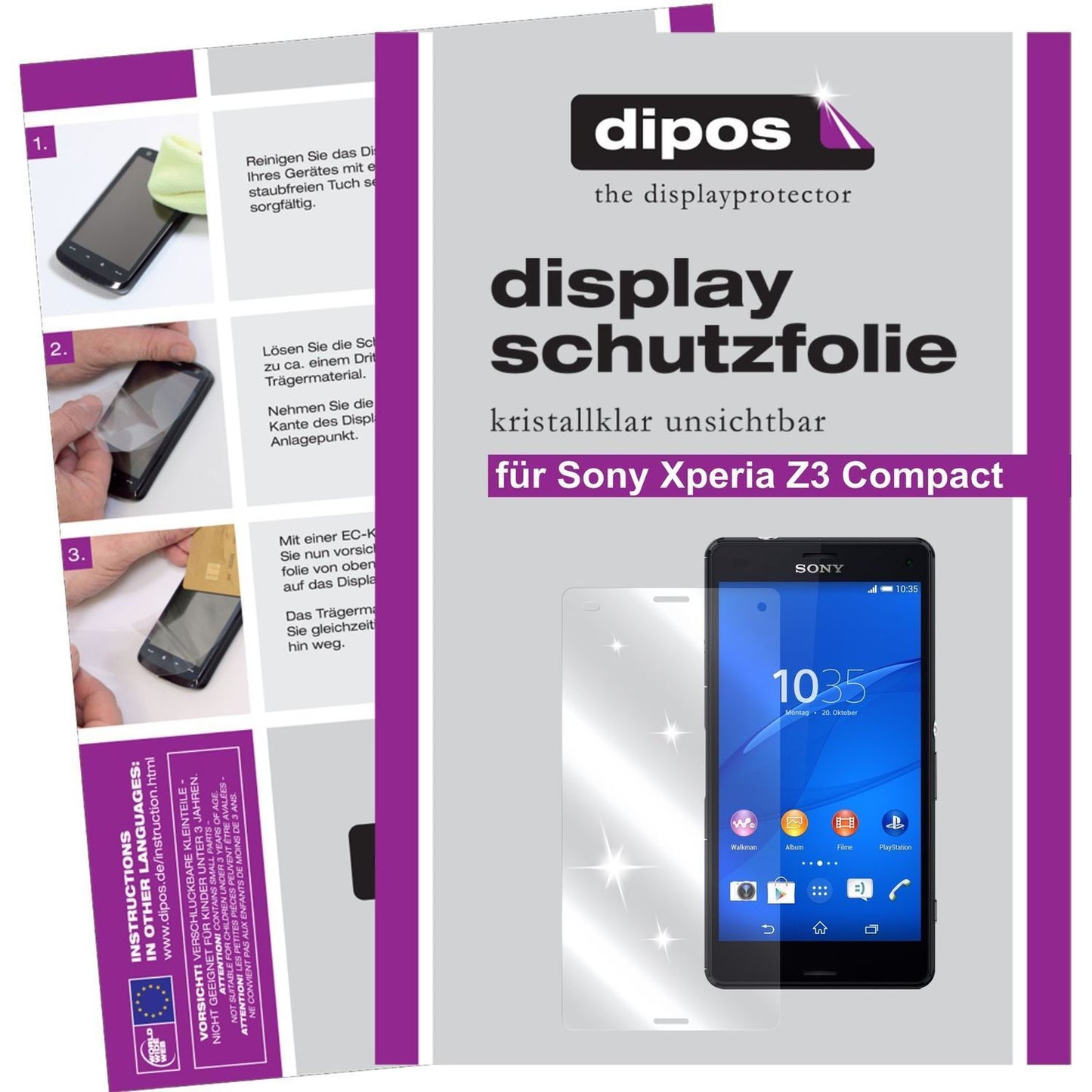 2x Schutzfolie klar für Xperia Z3 Compact Sony Dis (1)