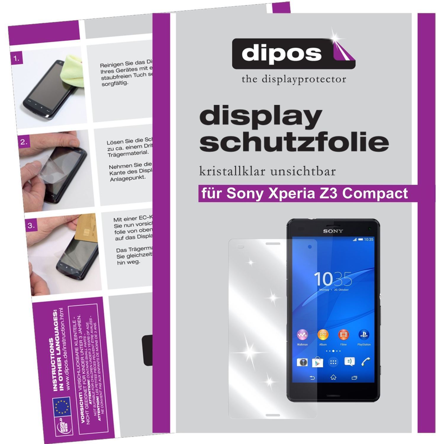 2x Schutzfolie klar für Xperia Z3 Compact Sony Dis (1)