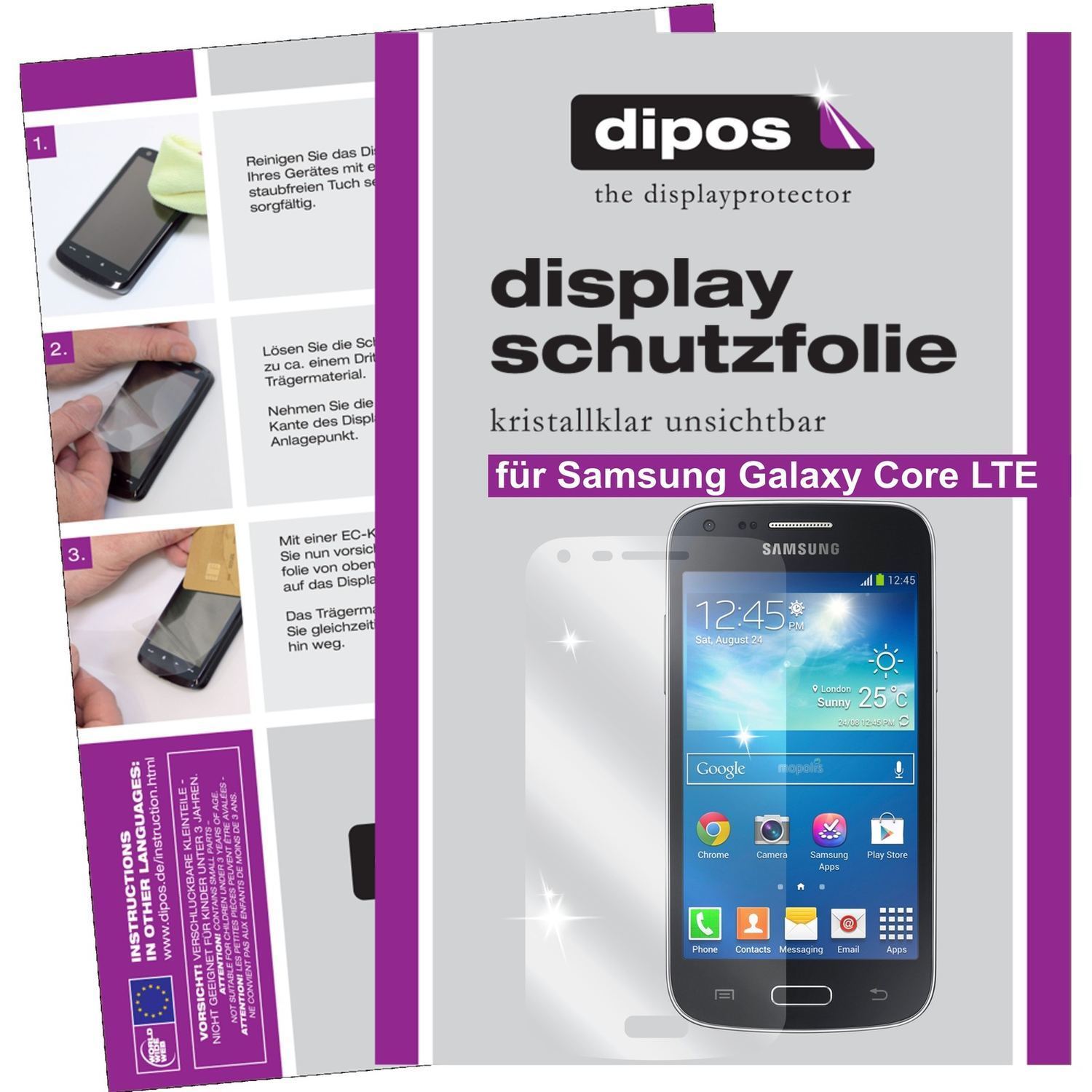 6x Schutzfolie klar für Galaxy Core LTE Samsung Di (1)