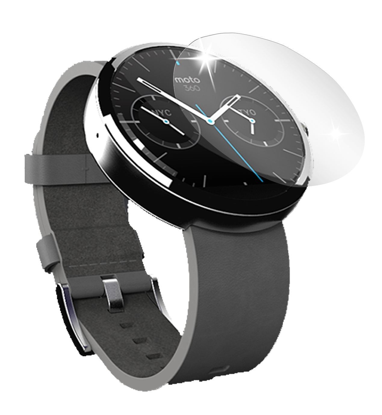 2x Schutzfolie klar für Moto 360 Motorola Display- (2)