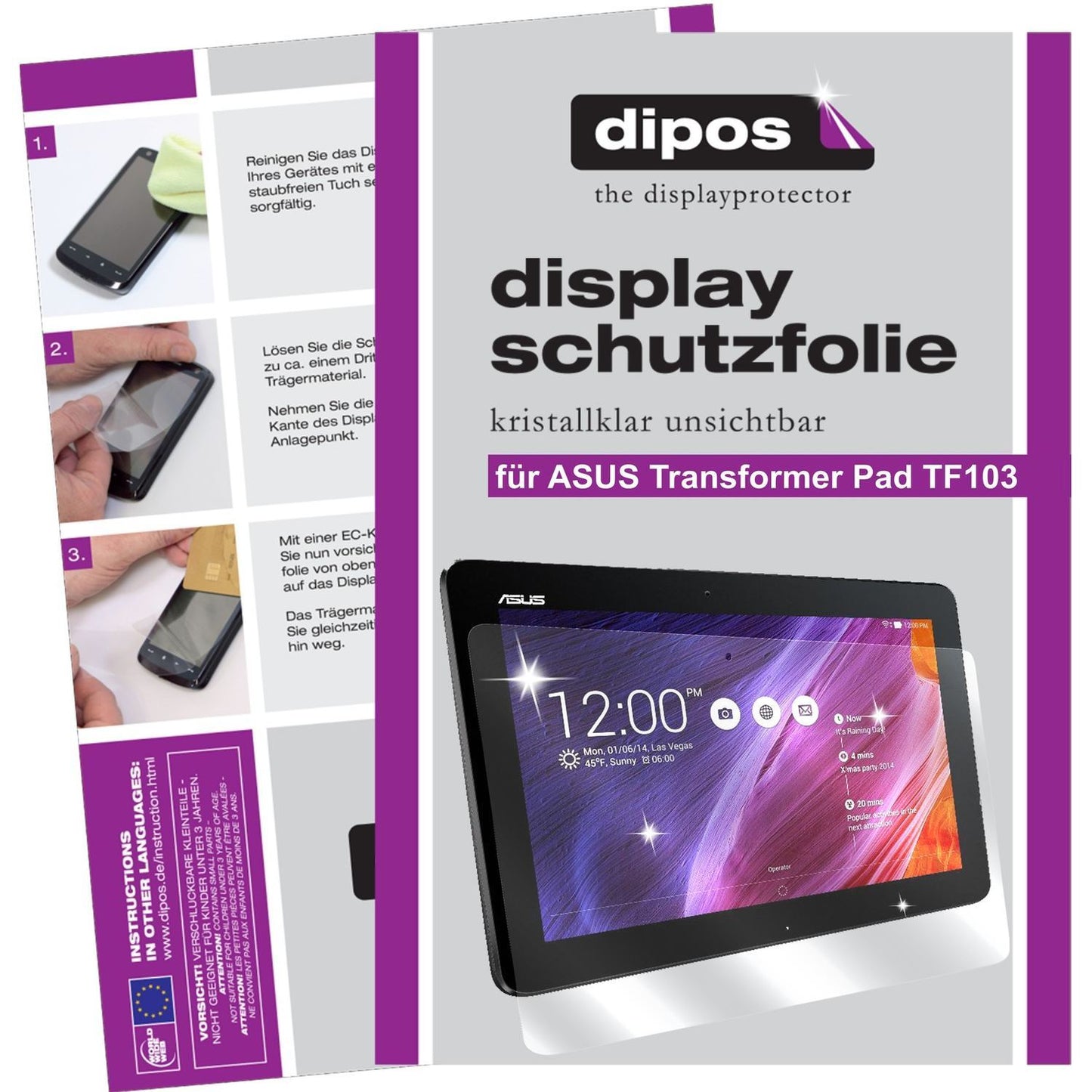 3x Schutzfolie klar für Transformer Pad TF103C 10, (1)