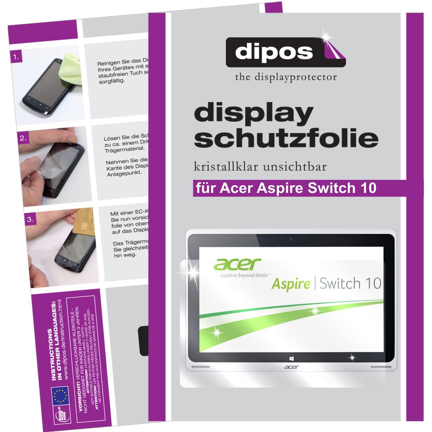 2x Schutzfolie klar für Aspire Switch 10 Acer Disp (1)