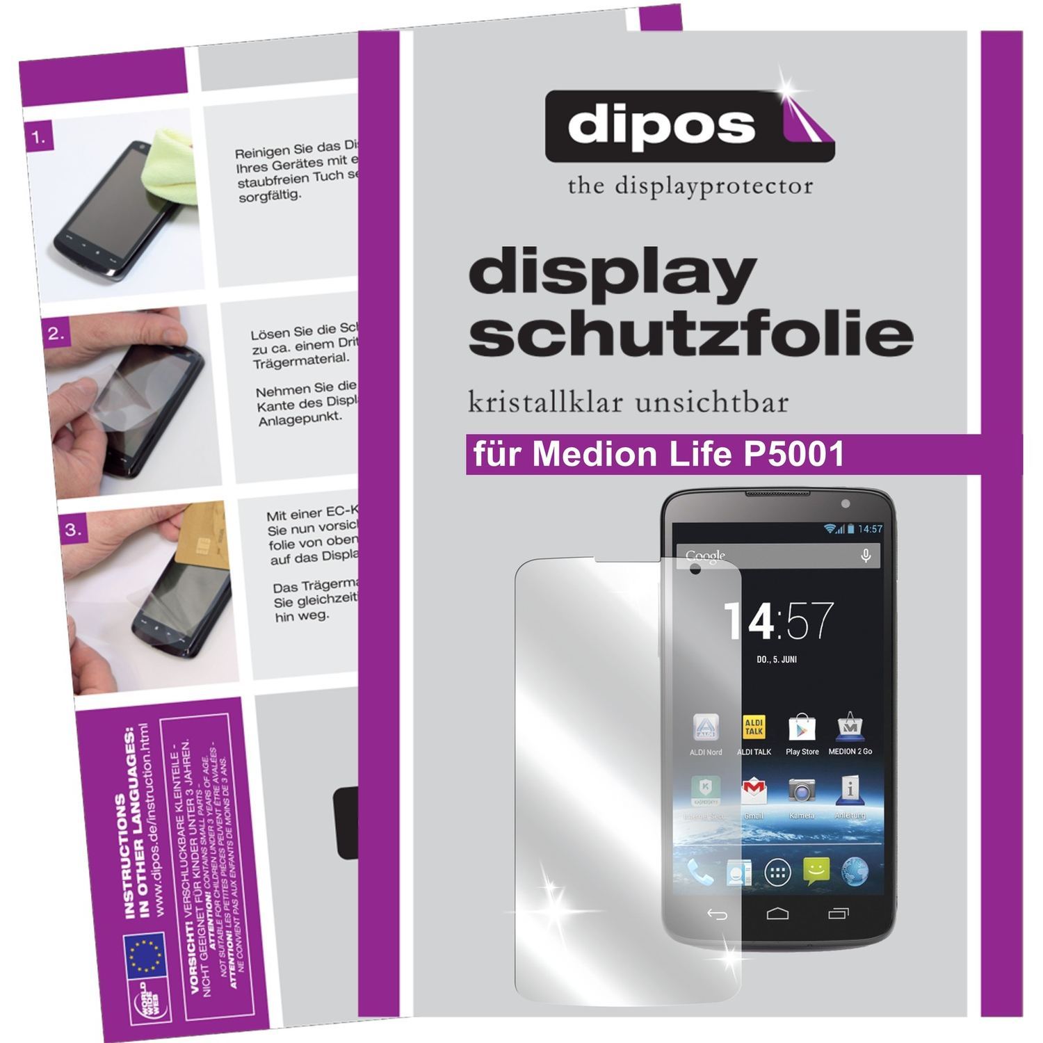 6x Schutzfolie klar für Life P5001 Medion Display- (1)