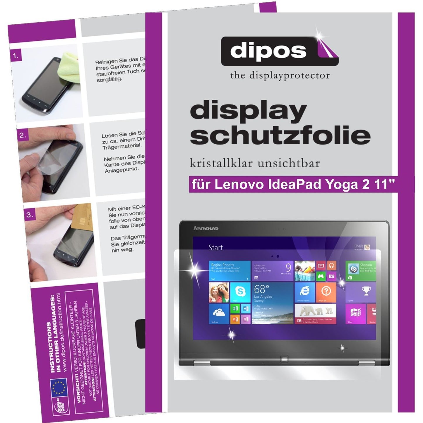 2x Schutzfolie klar für IdeaPad Yoga 2 11 Zoll Len (1)