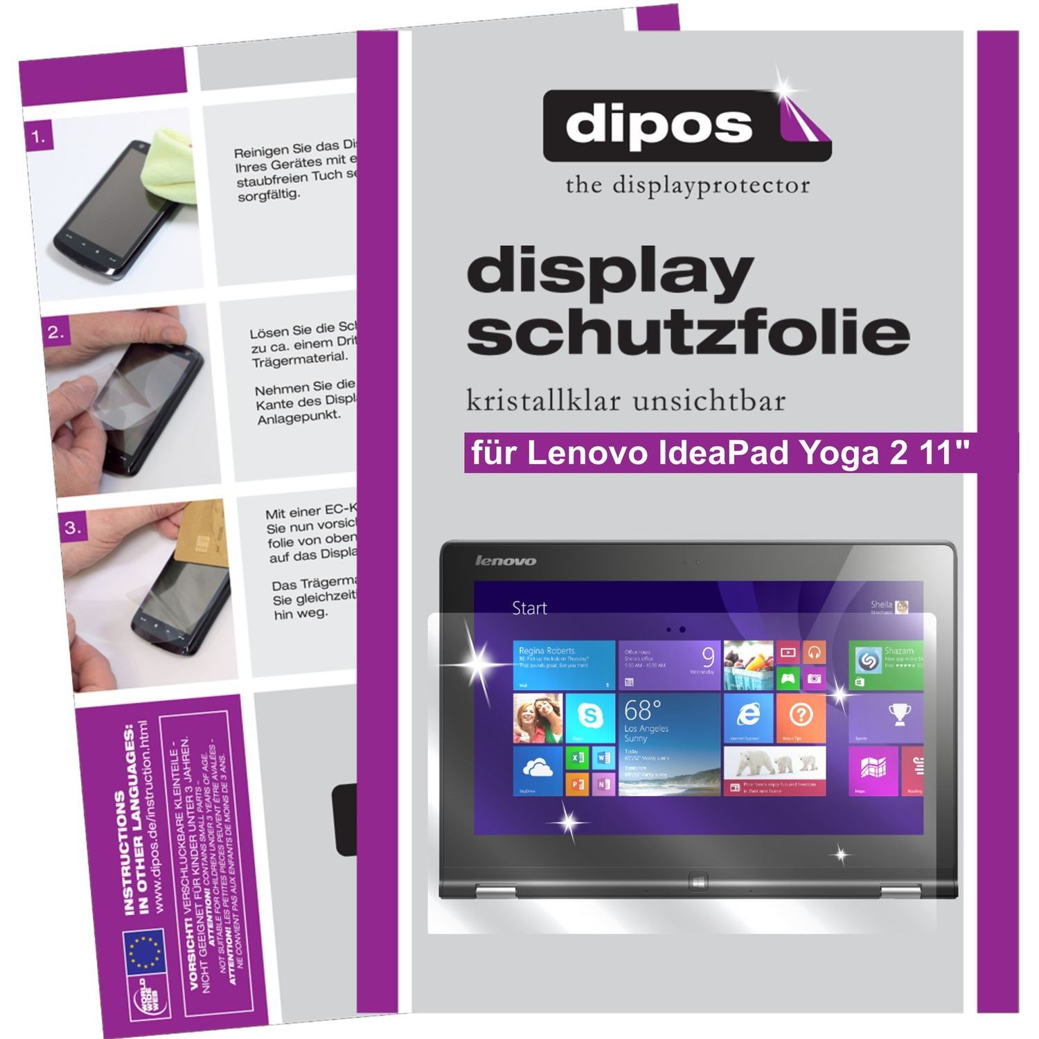 2x Schutzfolie klar für IdeaPad Yoga 2 11 Zoll Len (1)