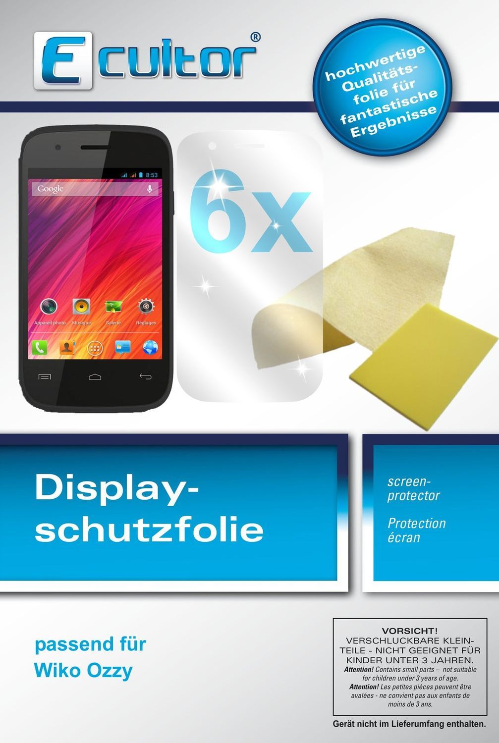6x Schutzfolie klar für Ozzy Wiko Display-Schutzfo (1)