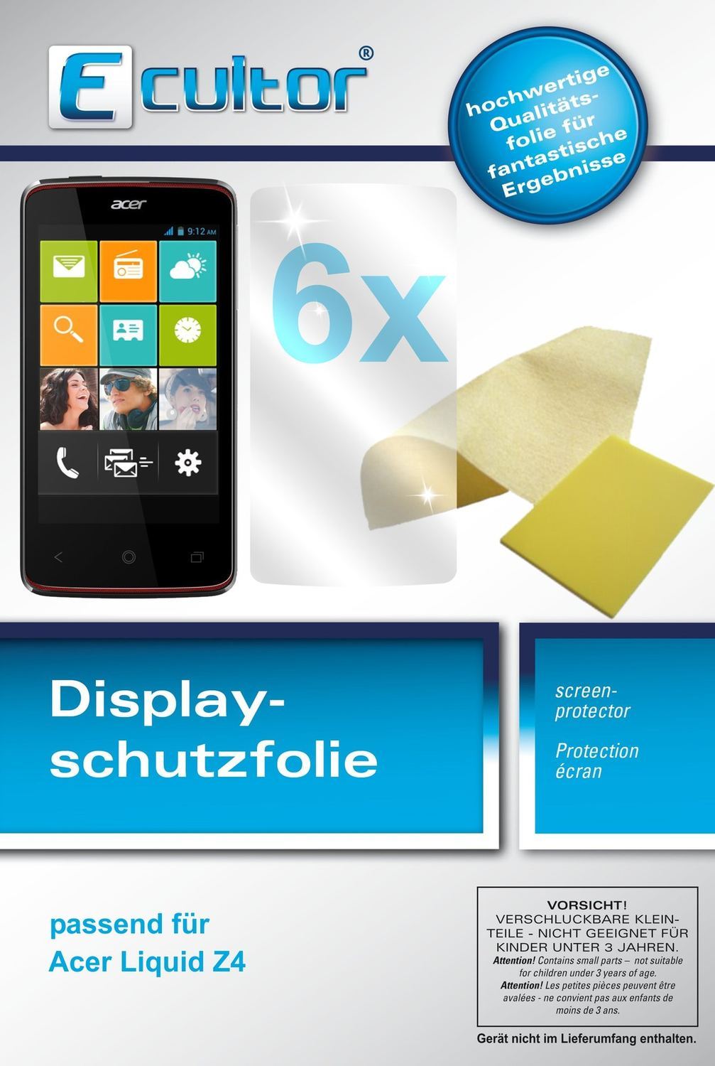 6x Schutzfolie klar für Liquid Z4 Acer Display-Sch (1)