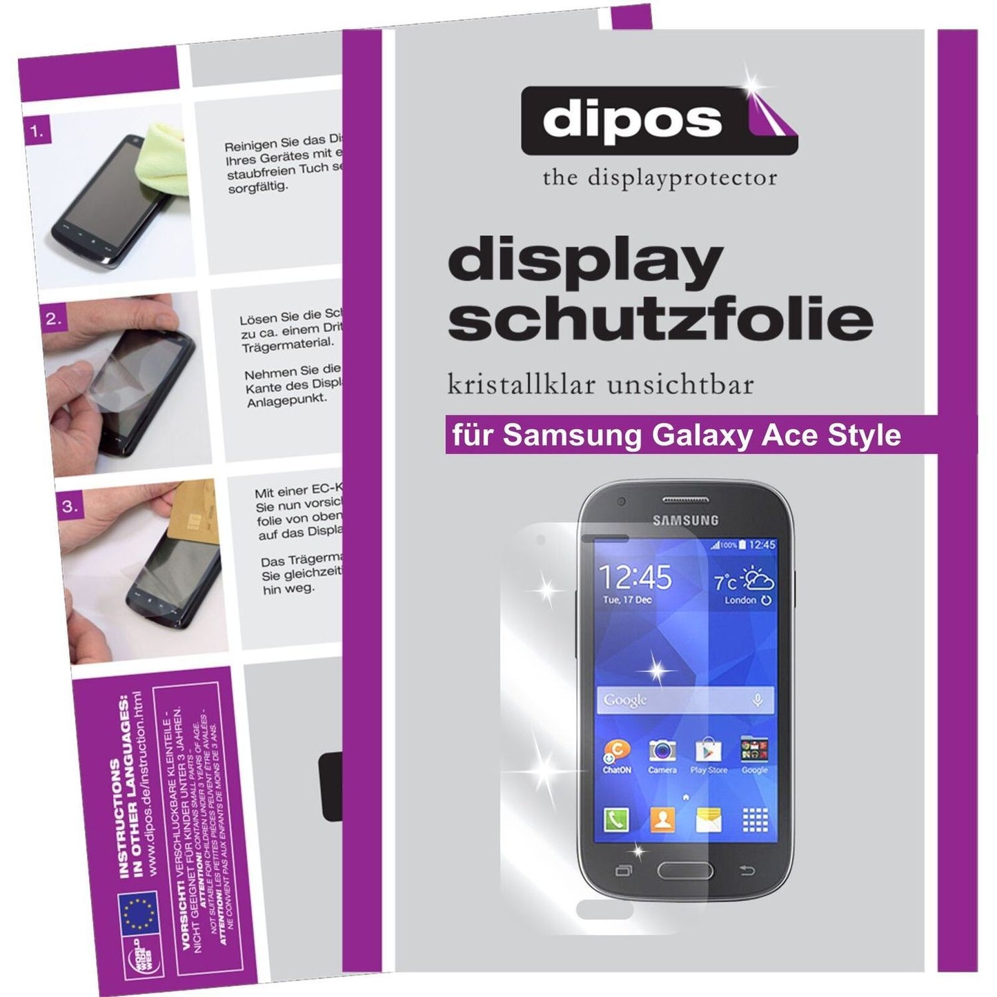 2x Schutzfolie klar für Galaxy Ace Style Samsung D (1)