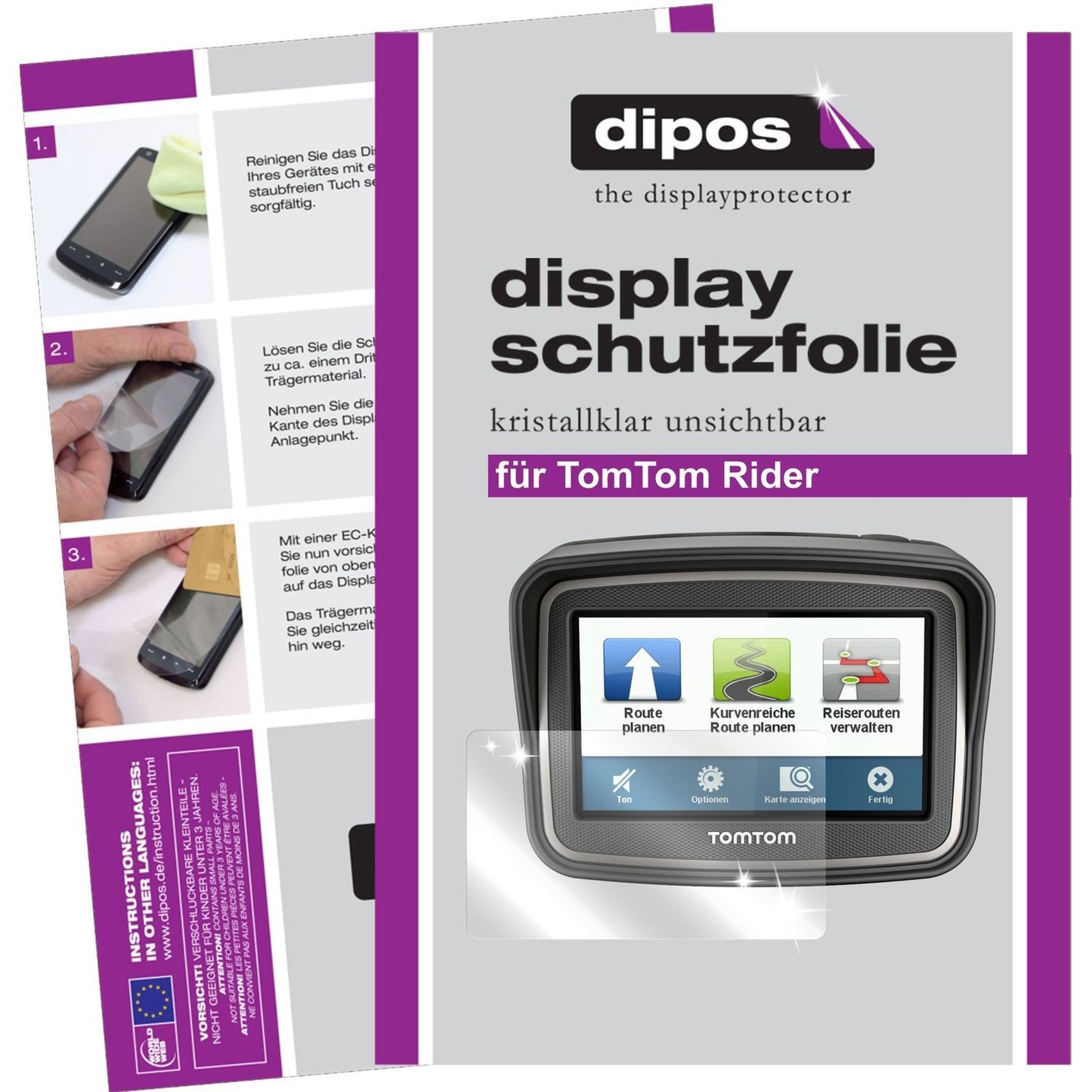 3x Schutzfolie klar für Rider v4 TomTom Display-Sc (1)