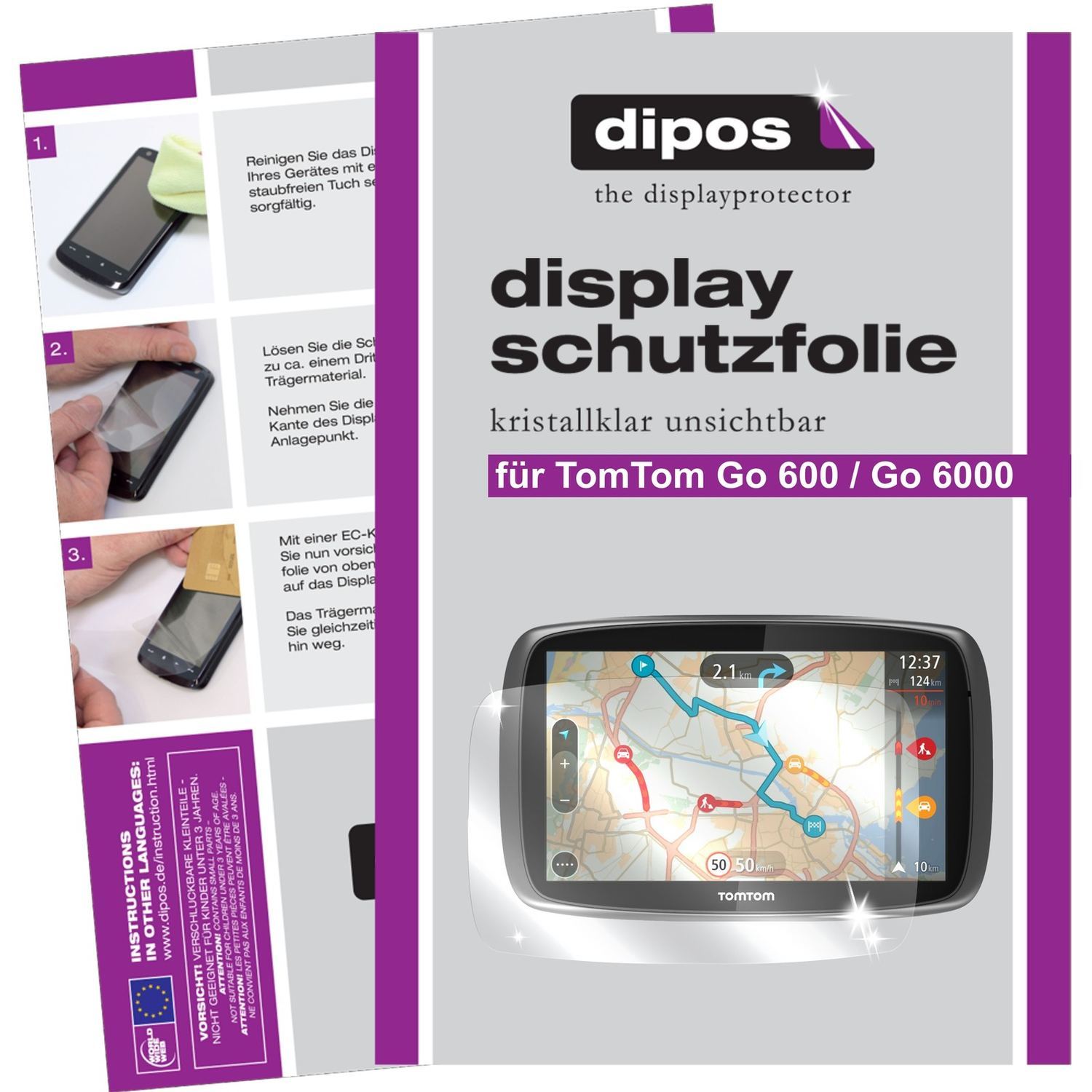 3x Schutzfolie klar für GO 6000 / GO 600 TomTom Di (1)