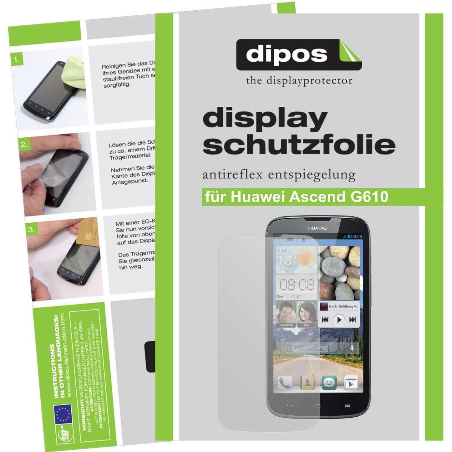 2x Schutzfolie matt für Ascend G610 Huawei Display (1)