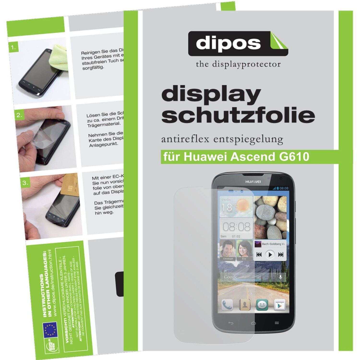2x Schutzfolie matt für Ascend G610 Huawei Display (1)