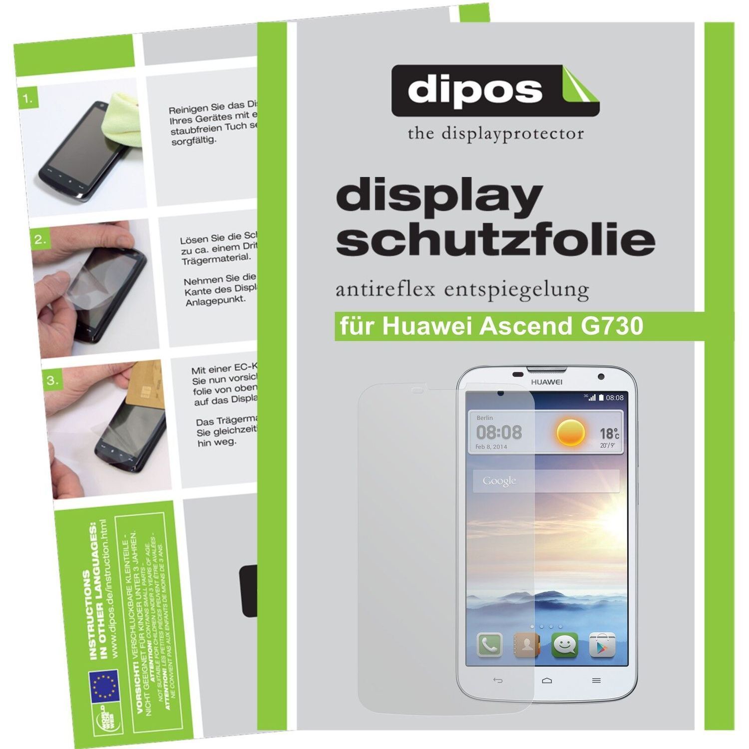 2x Schutzfolie matt für Ascend G730 Huawei Display (1)