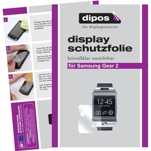 2x Schutzfolie klar für Gear 2 Samsung Display-Sch (1)