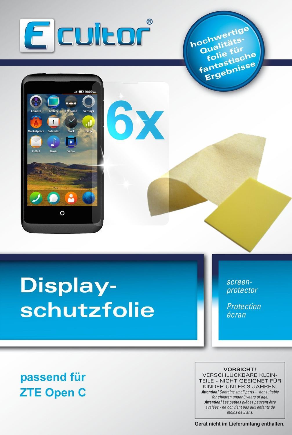 6x Schutzfolie klar für Open C ZTE Display-Schutzf (1)