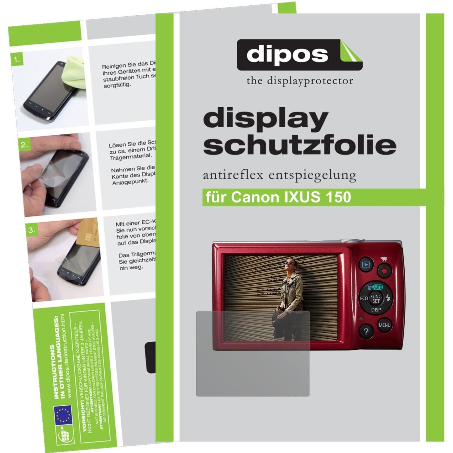 6x Schutzfolie matt für IXUS 150 Canon Display-Sch (1)