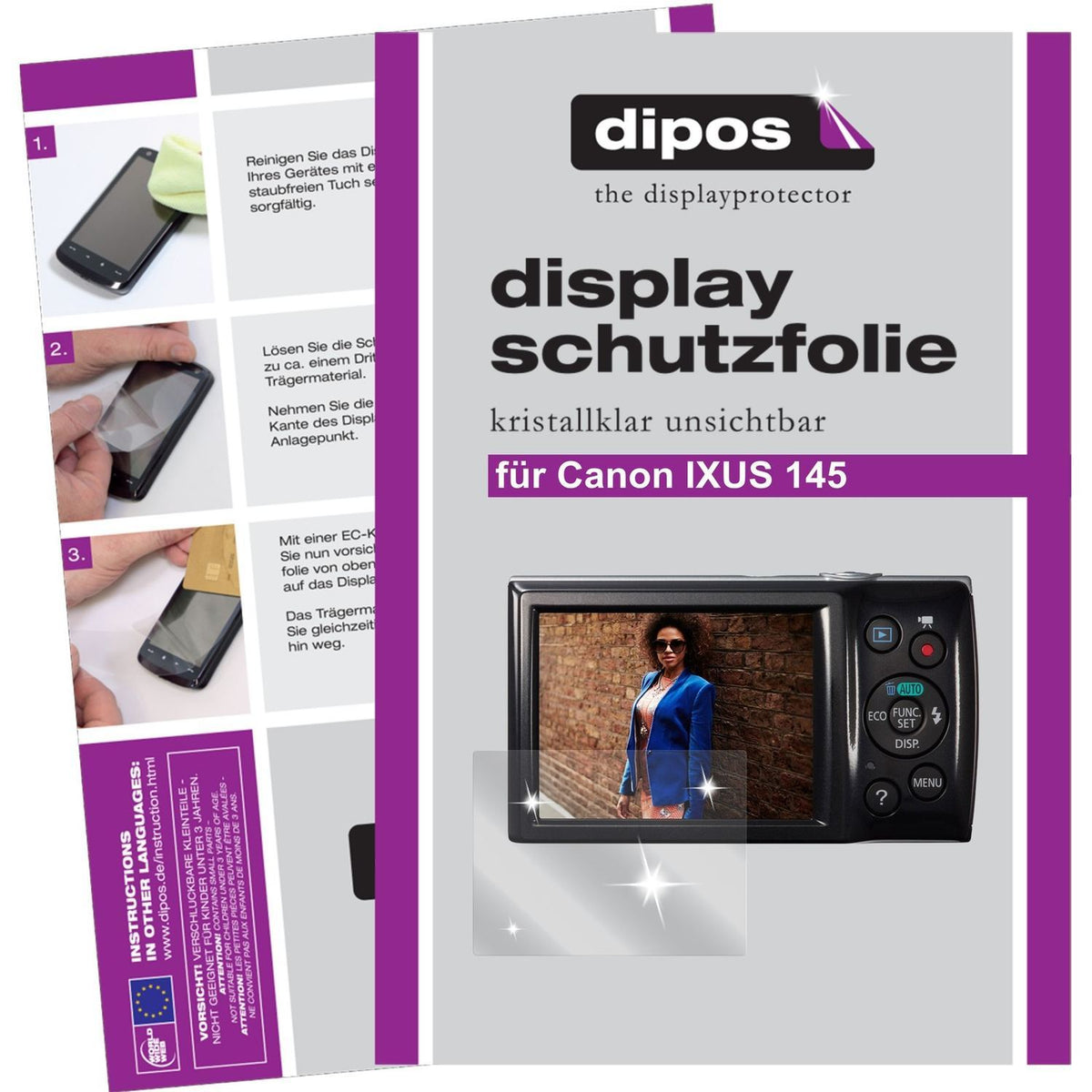 6x Schutzfolie klar für IXUS 145 Canon Display-Sch (1)