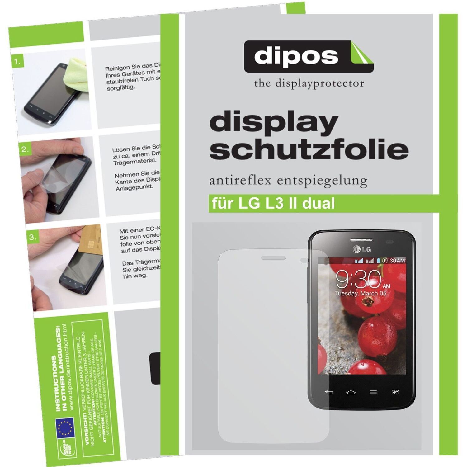 2x Schutzfolie matt für L3 2 Dual LG Display-Schut (1)