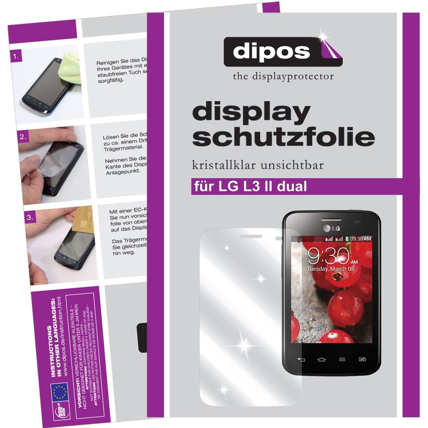 2x Schutzfolie klar für L3 2 Dual LG Display-Schut (1)