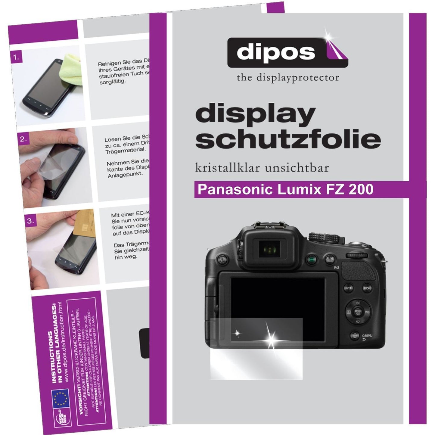6x Schutzfolie klar für Lumix FZ200 Panasonic Disp (1)
