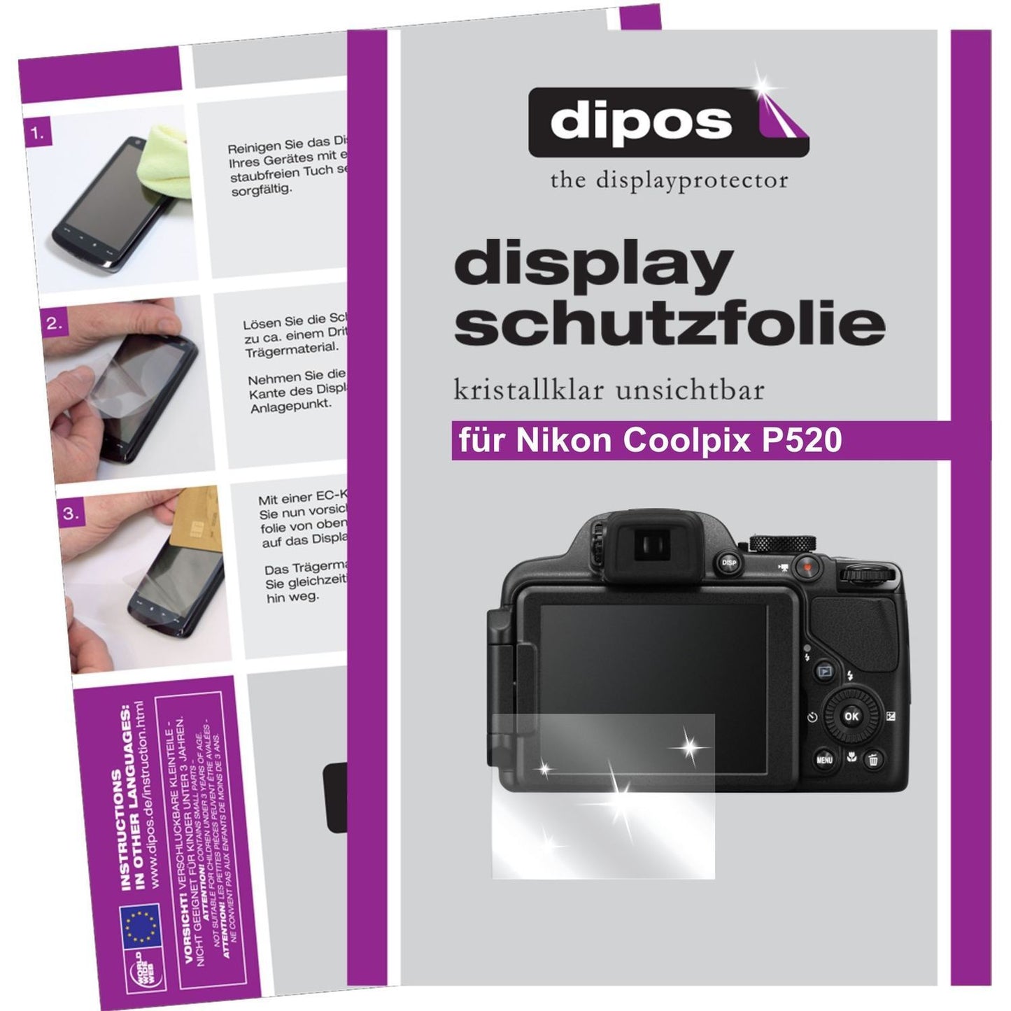 6x Schutzfolie klar für Coolpix P520 Nikon Display (1)