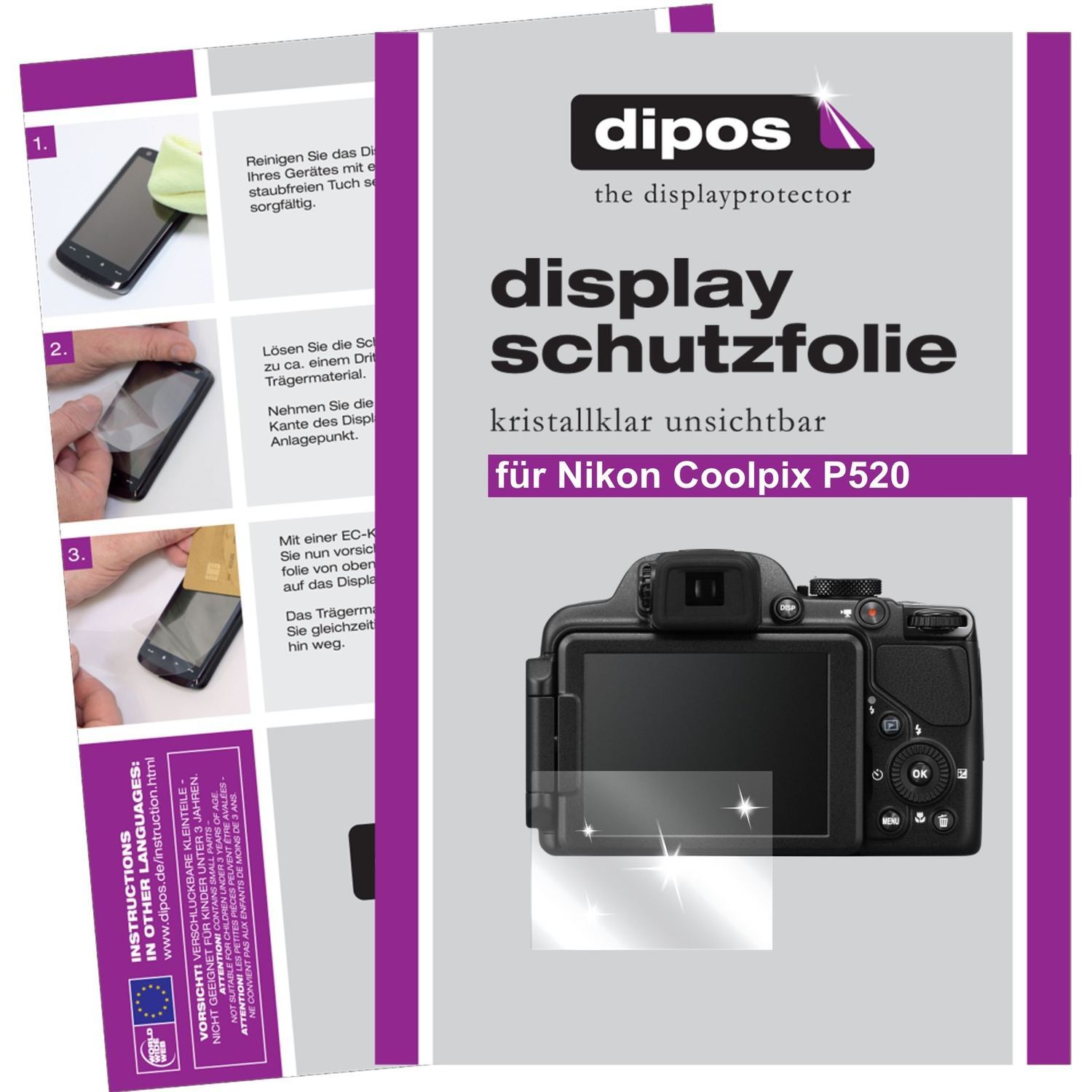 6x Schutzfolie klar für Coolpix P520 Nikon Display (1)