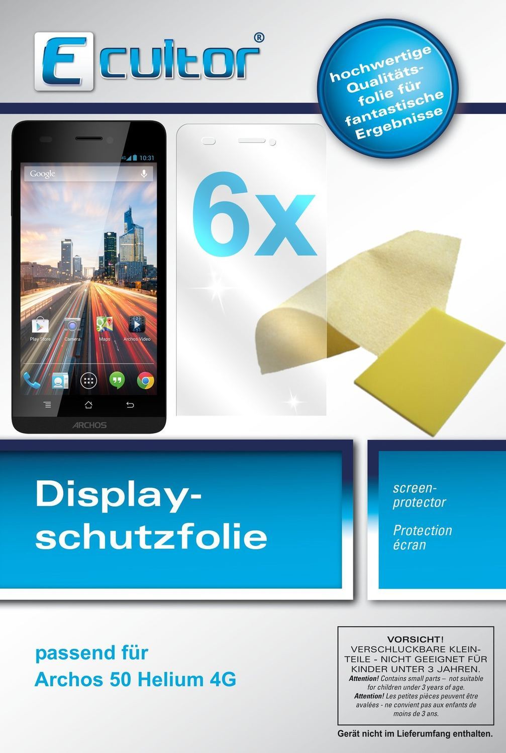 6x Schutzfolie klar für 50 Helium 4G Archos Displa (1)