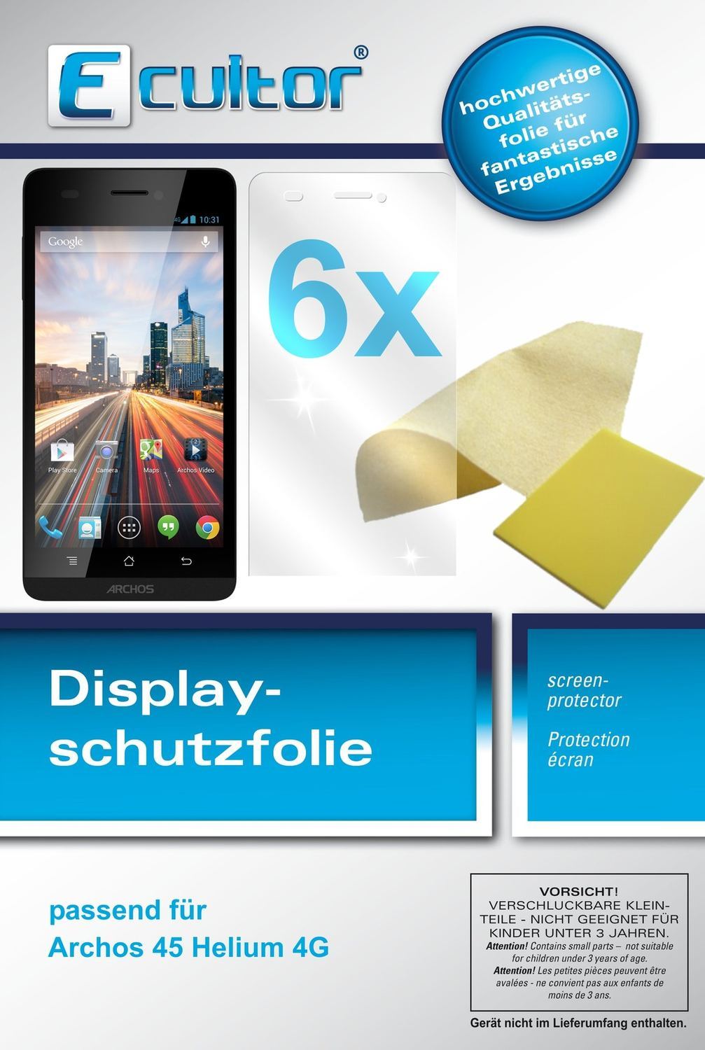 6x Schutzfolie klar für 45 Helium 4G Archos Displa (1)