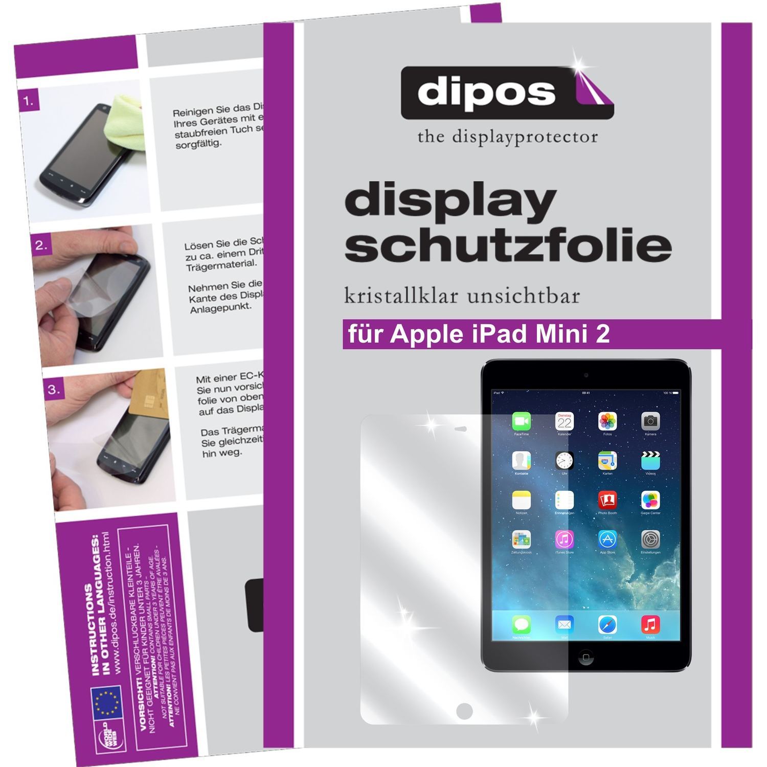 3x Schutzfolie klar für iPad Mini 2 Apple Display- (1)