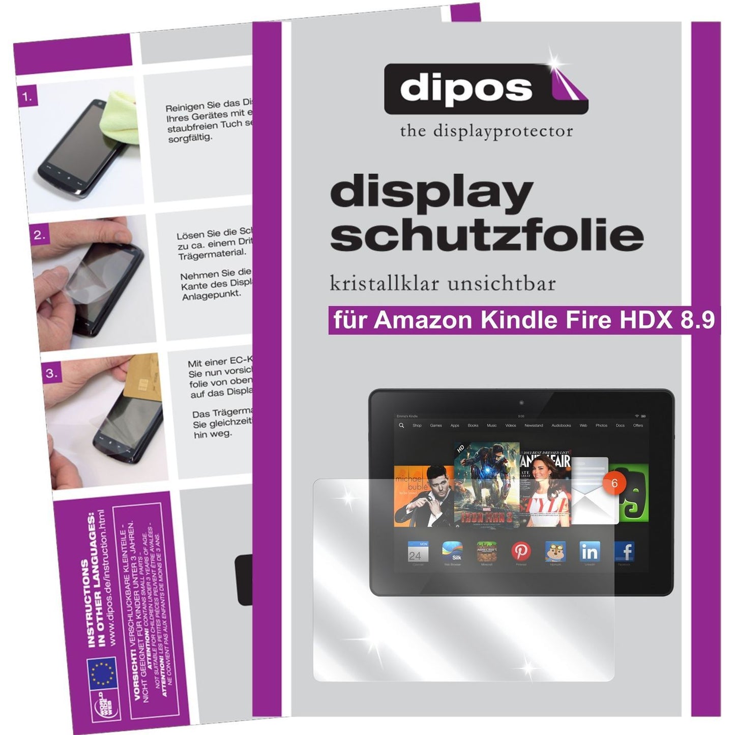 2x Schutzfolie klar für Kindle Fire HDX 8.9 Amazon (1)