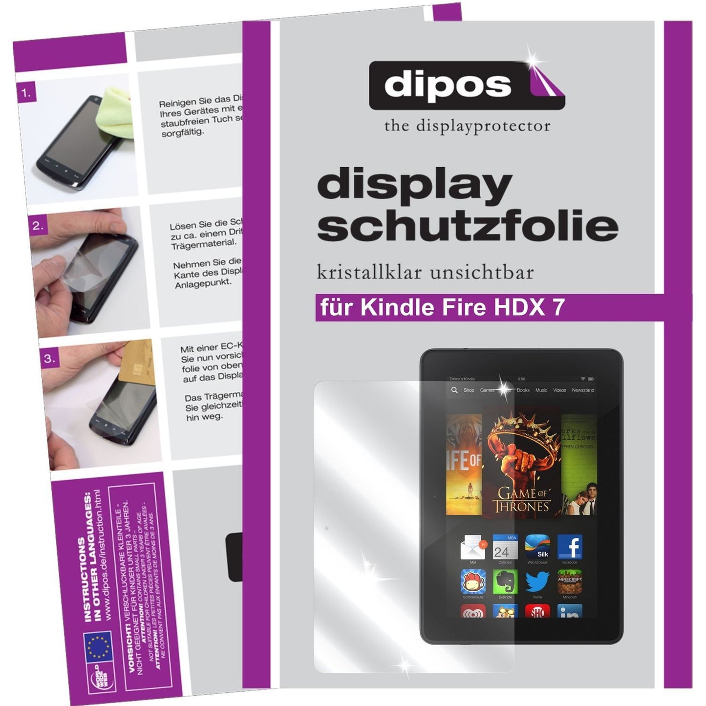 2x Schutzfolie klar für Kindle Fire HDX 7 Amazon D (1)
