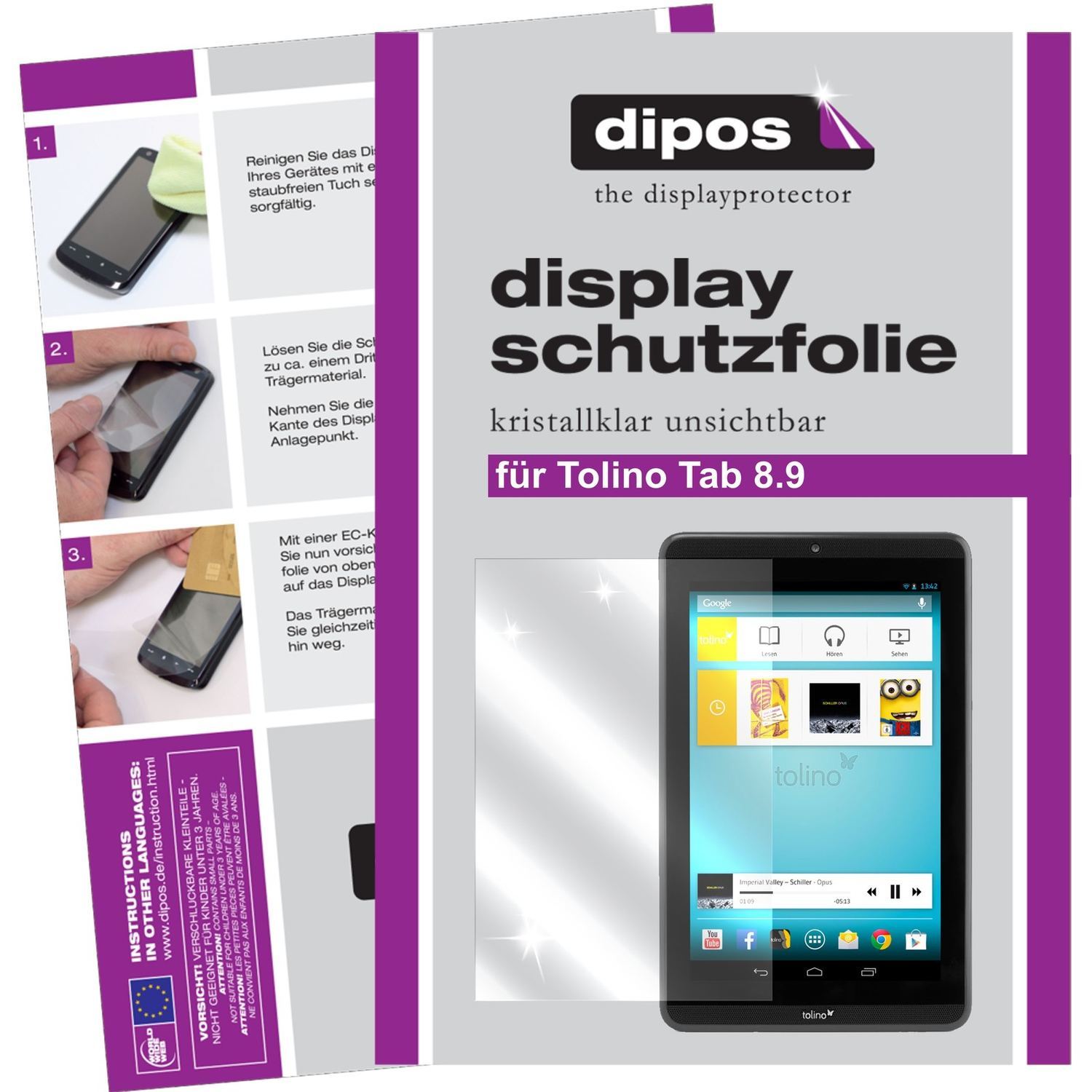 2x Schutzfolie klar für Tab 8,9 Tolino Display-Sch (1)
