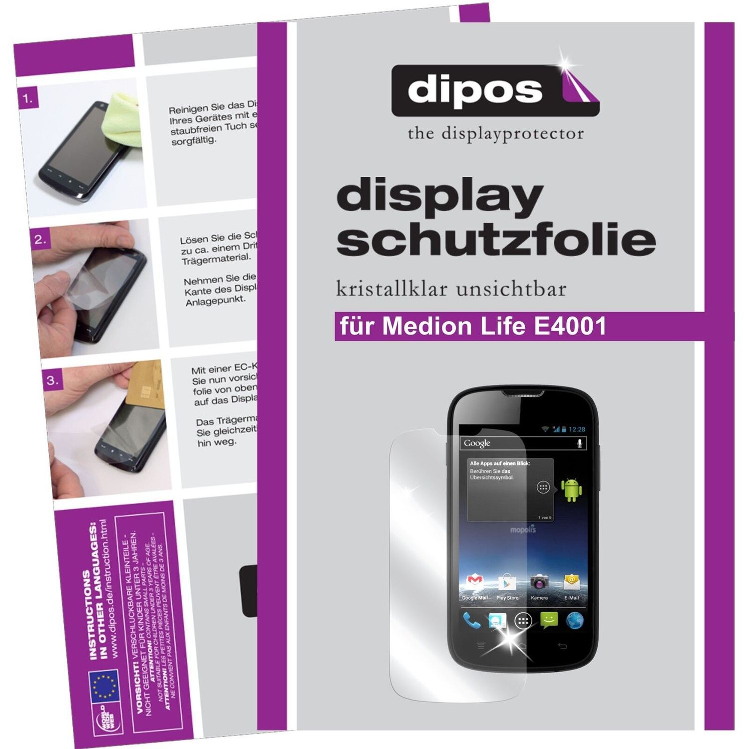 2x Schutzfolie klar für Life E4001 Medion Display- (1)