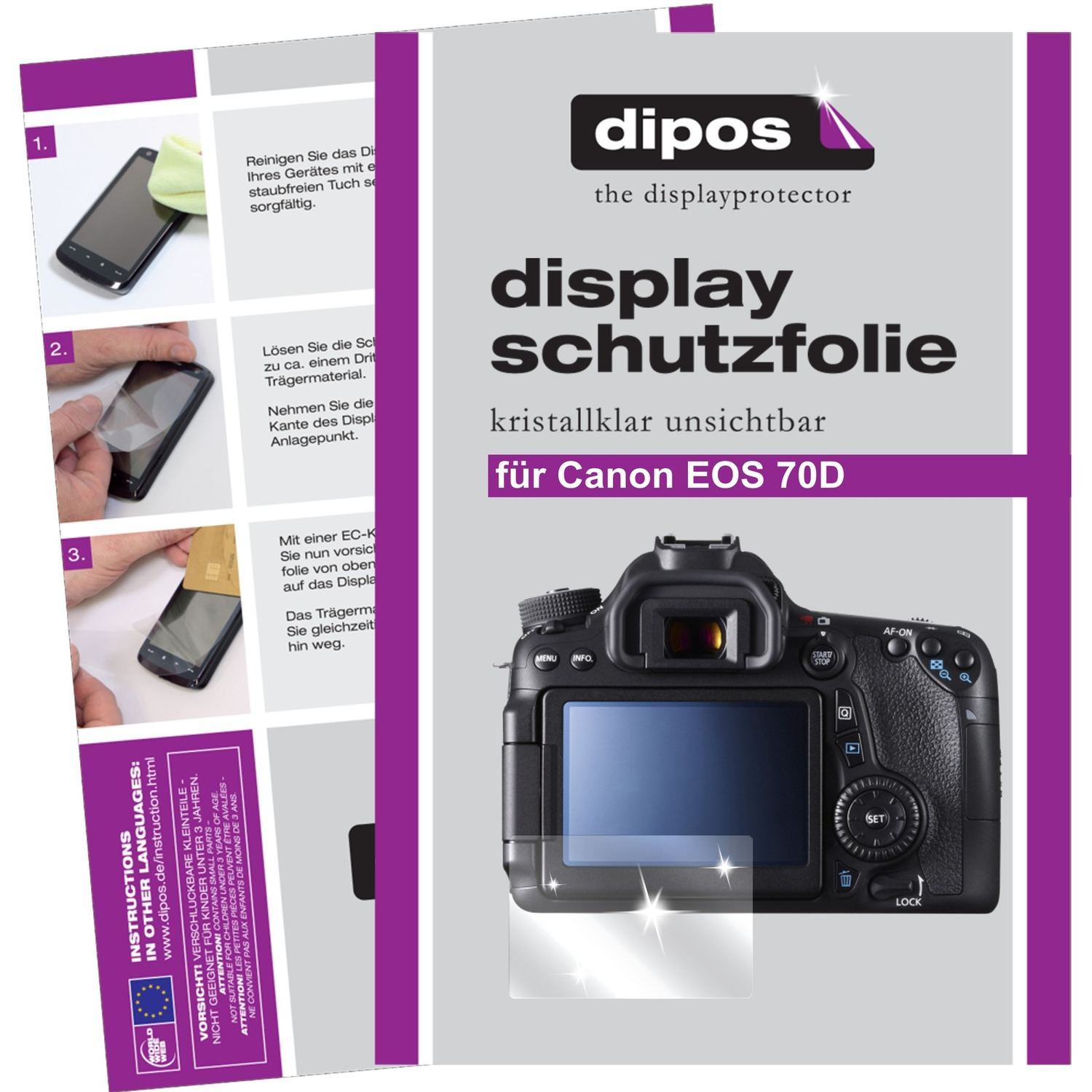 6x Schutzfolie klar für EOS 70D Canon Display-Schu (1)