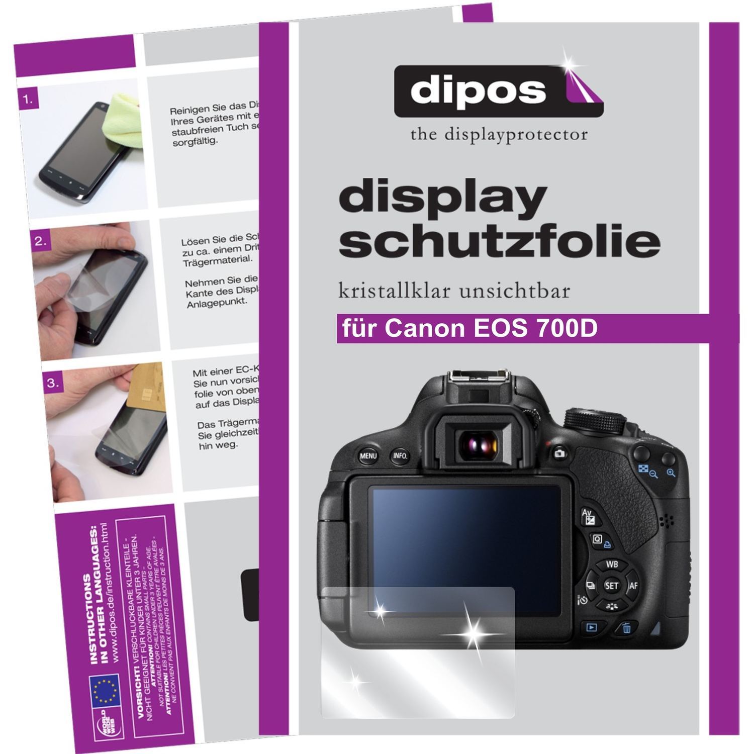 6x Schutzfolie klar für EOS 700D Canon Display-Sch (1)