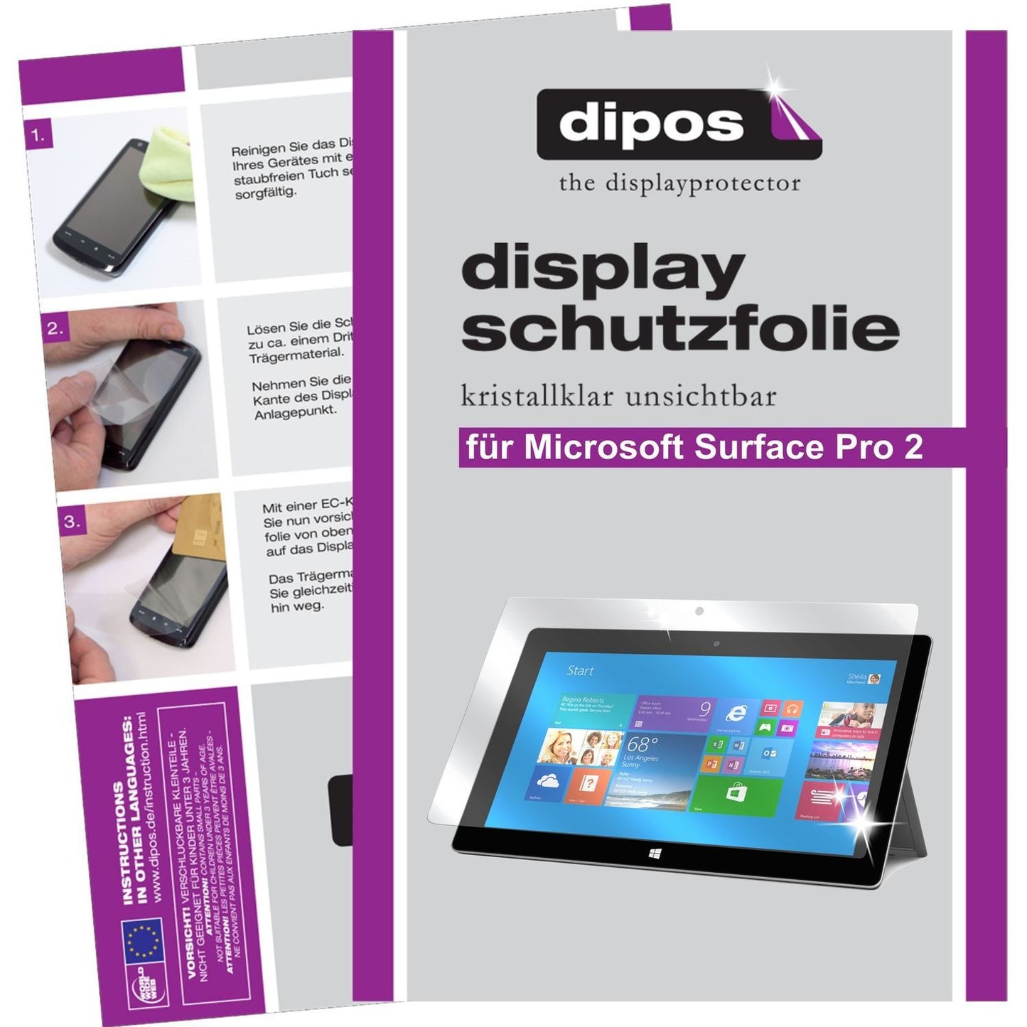 2x Schutzfolie klar für Surface Pro 2 Microsoft Di (1)