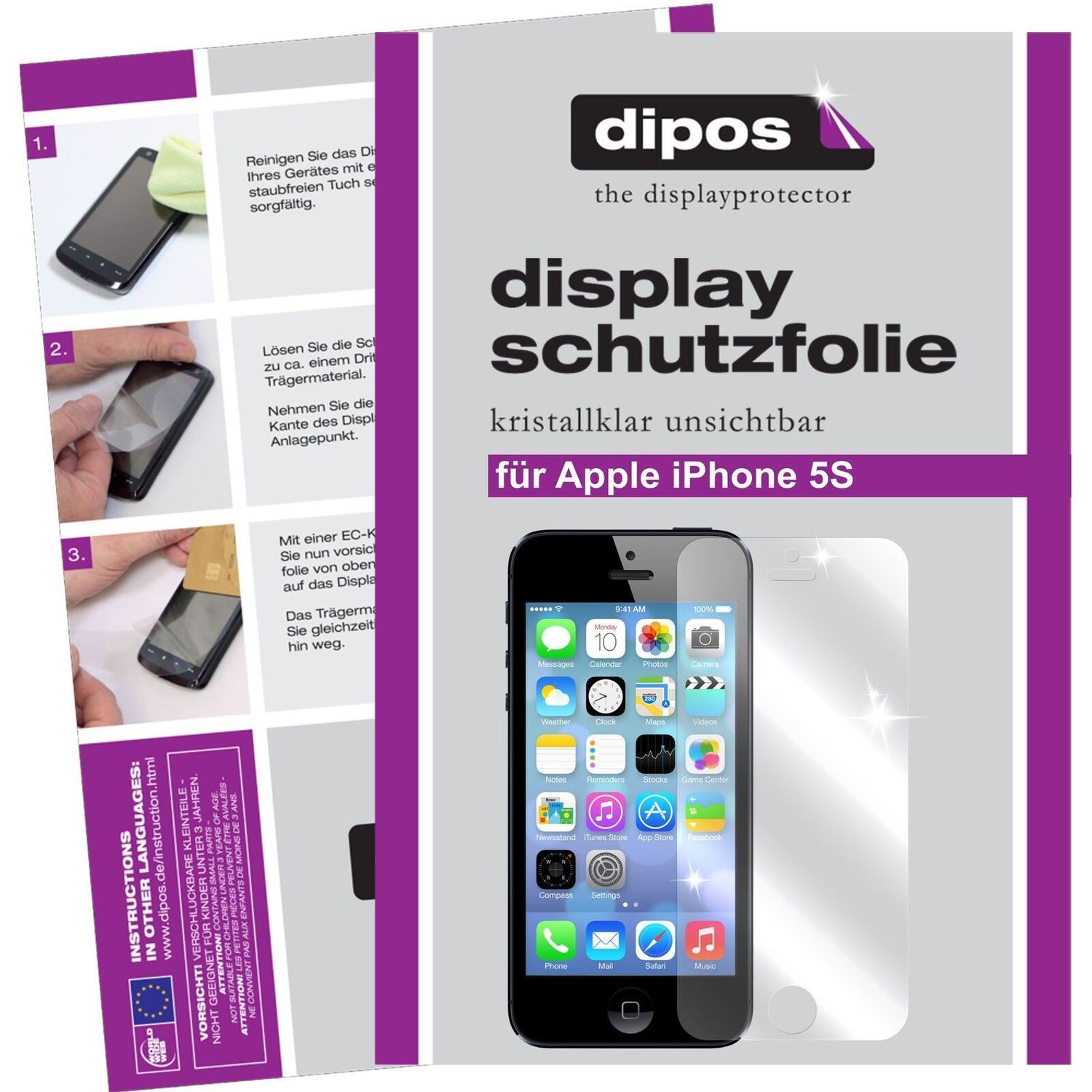 2x Schutzfolie klar für iPhone 5S Apple Display-Sc (1)