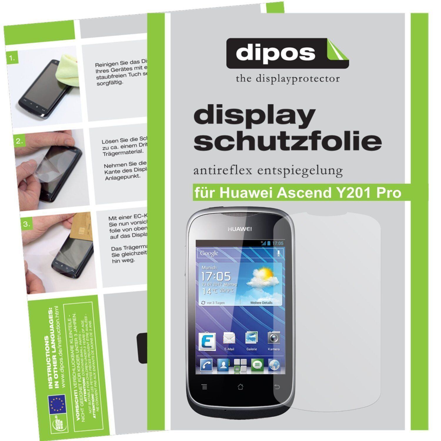 2x Schutzfolie matt für Ascend Y201 Pro Huawei Dis (1)