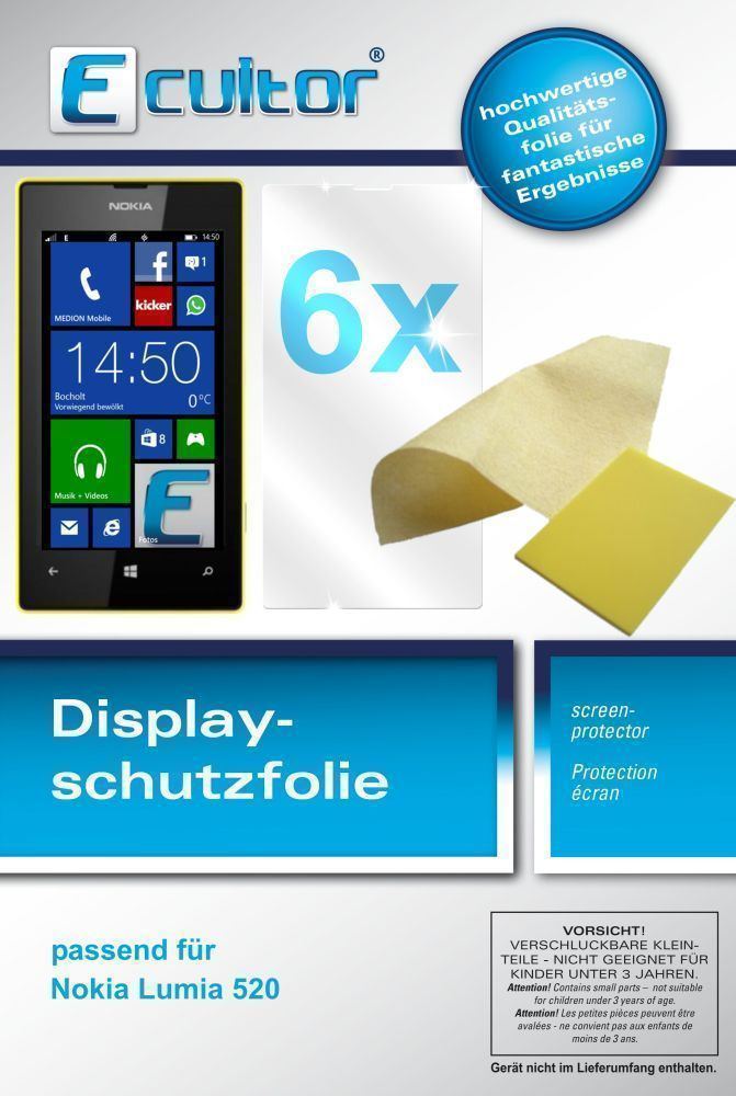 6x Schutzfolie klar für Lumia 520 Nokia Display-Sc (1)