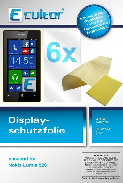 6x Schutzfolie klar für Lumia 520 Nokia Display-Sc (1)