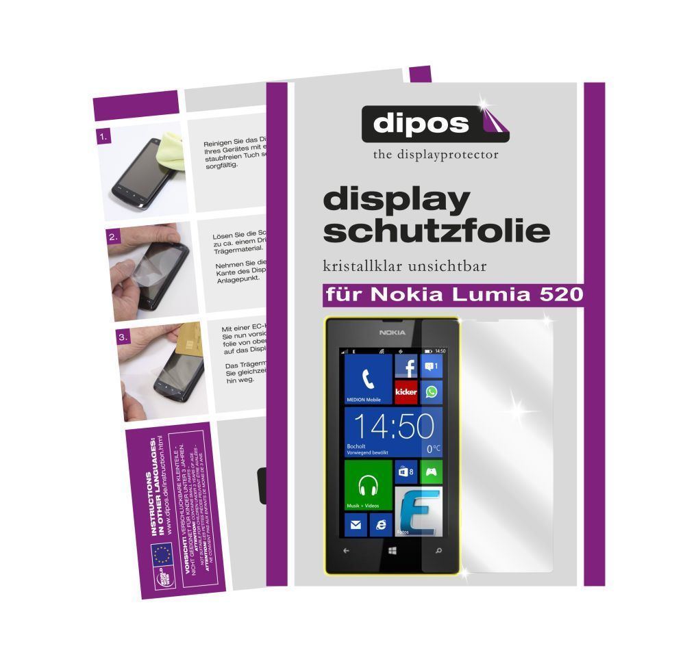2x Schutzfolie klar für Lumia 520 Nokia Display-Sc (1)
